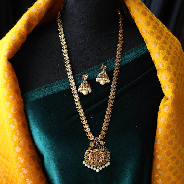 Antique long temple necklace with earrings LL04061