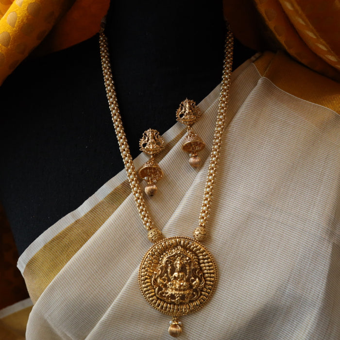 Padmini pearl Antique long necklace with earrings PAD056