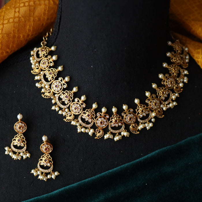 Antique temple choker necklace with earrings SS12007