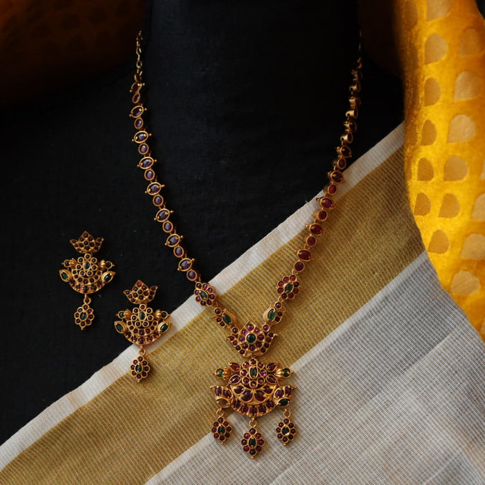 Antique ruby short necklace with earrings RUB012