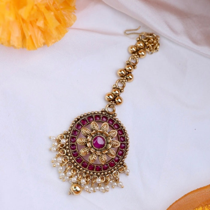 Antique ruby maang tikka 533374