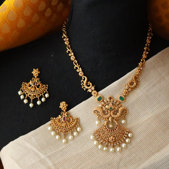 Antique simple short necklace with earring S1B1099