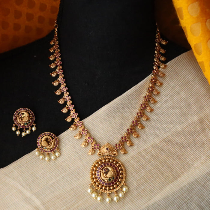 Antique short necklace with earrings S1B1098