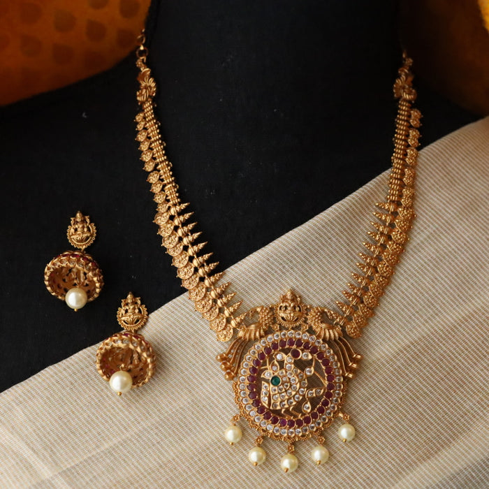 Antique temple short necklace with earrings S1B1109