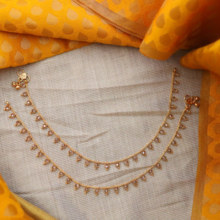Heritage gold white stone traditional anklet HAN012