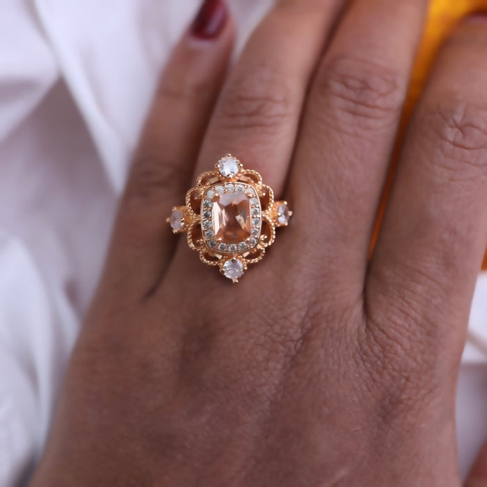 Heritage white stone adjustable ring - one size fits all 116570