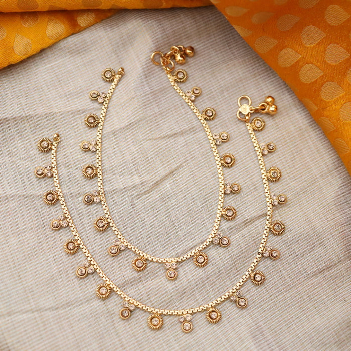 Heritage gold stone simple traditional anklet HAN21