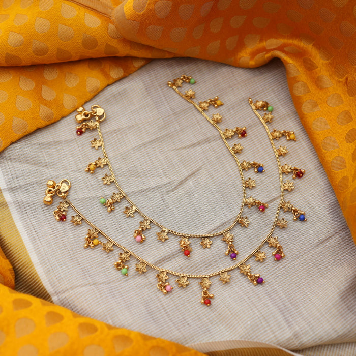 Heritage gold multi bead traditional anklet HAN35