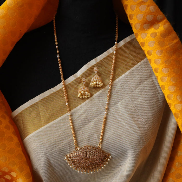 Heritage gold simple padakam necklace with earrings HP006