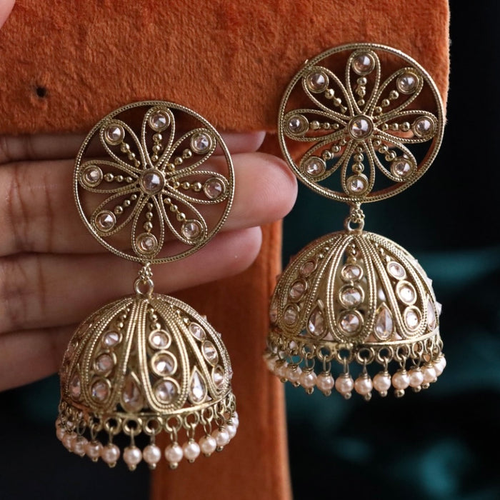 Trendy pearl jumka earrings and tikka AJ48