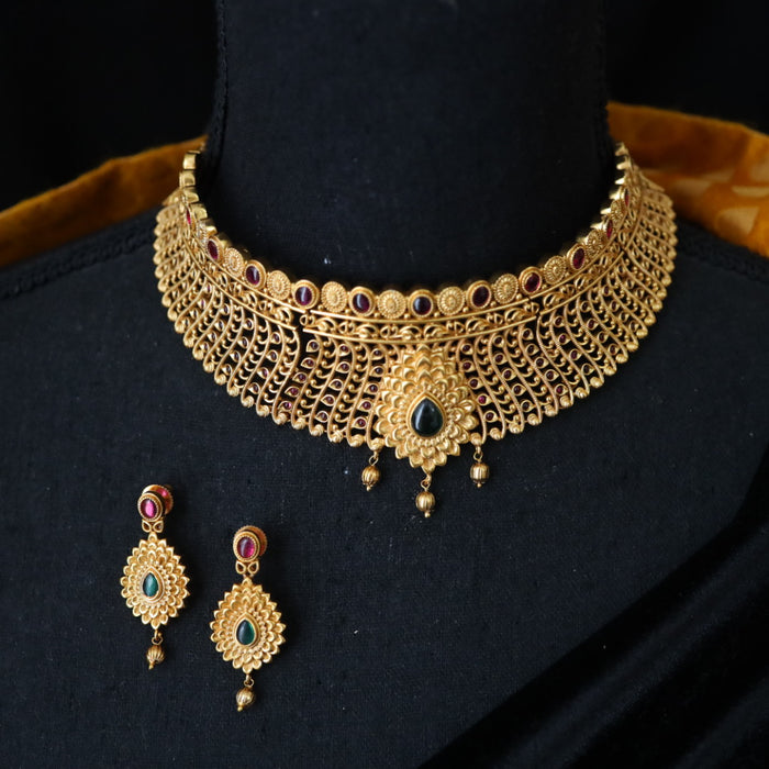 Antique choker necklace and earrings CCB356