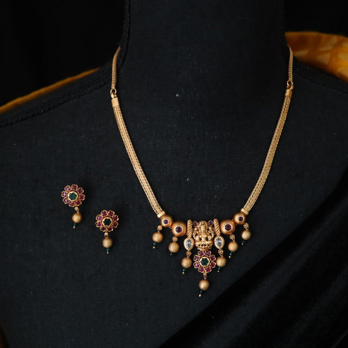 Antique short lakshmi short necklace with earrings TTS402