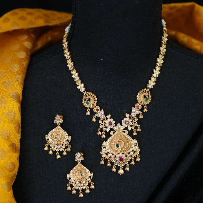 Antique short necklace and earrings TTS306
