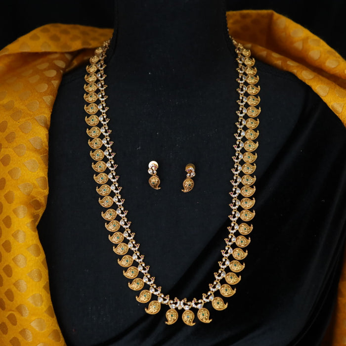 Antique mango design simple long necklace and earrings LLO3028