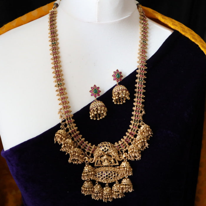 Antique gold long necklace and earrings LL01010