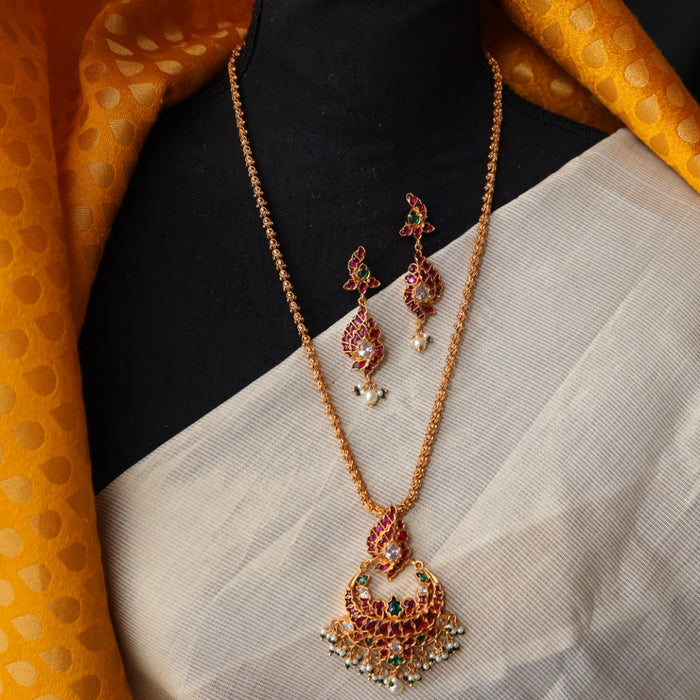 Antique pendant long necklace with earrings PEN456