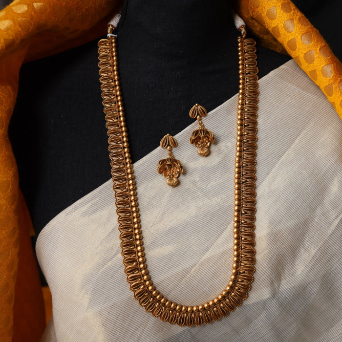 Antique gold long necklace with earrings G453