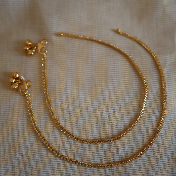 Heritage gold traditional simple stone anklet HAN326