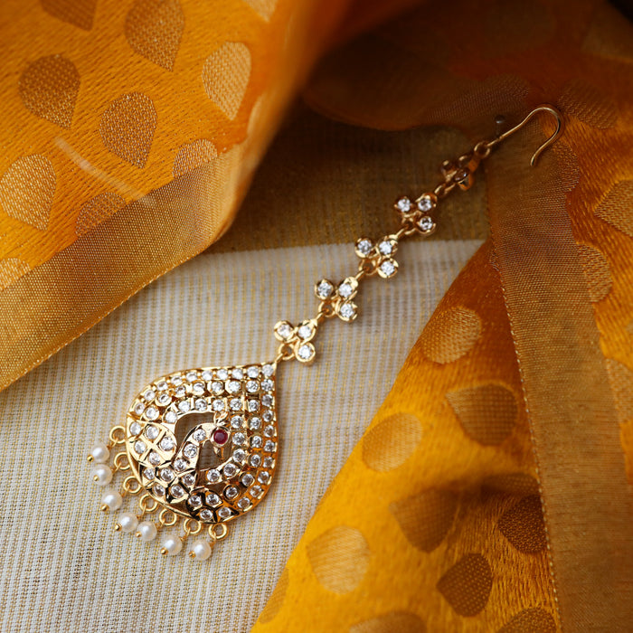 Heritage gold plated white stone tikka TH249