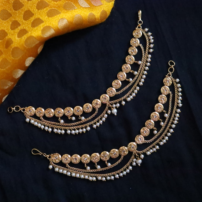 Antique gold and pearl mattal ear accessory 1246701