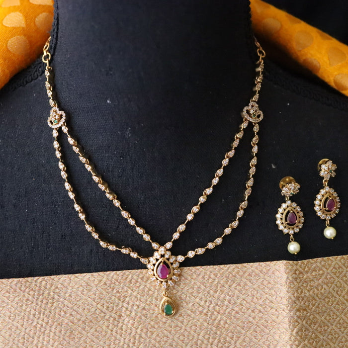 Antique simple short necklace with earrings TTS420