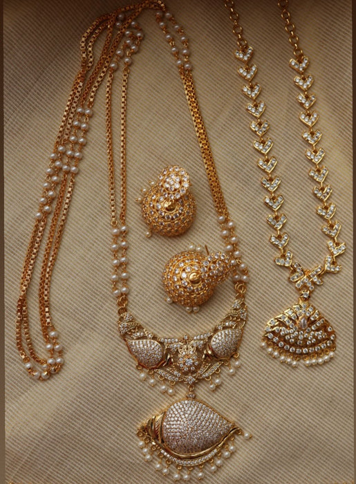Heritage gold plated padakam necklace set with earrings HP6923