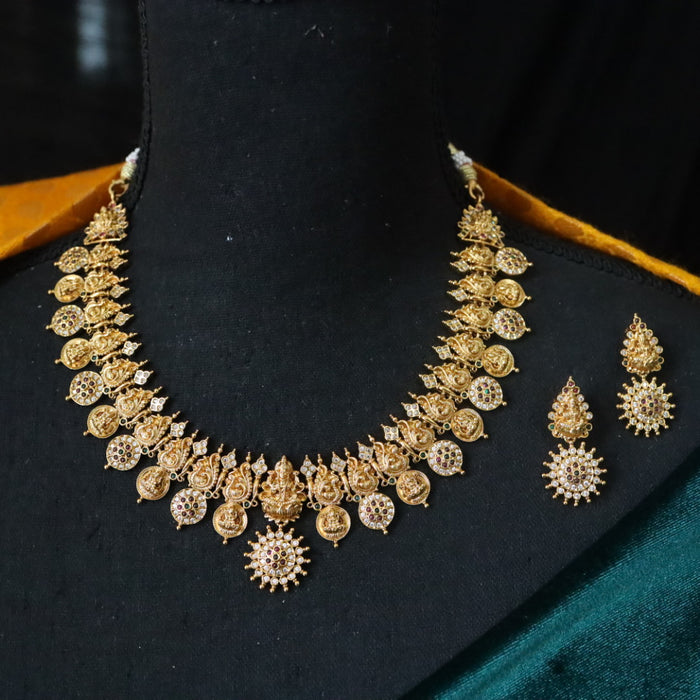 Antique short necklace with earrings S1B138