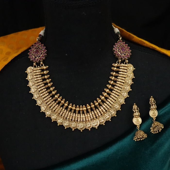 Clearance antique gold short necklace with earrings SS11032