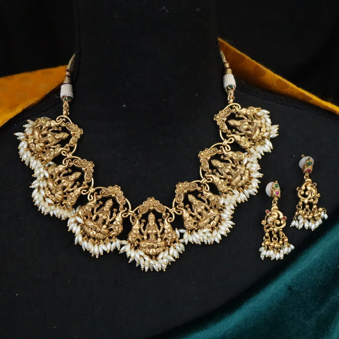 Clearance antique gold long necklace with earrings SS11015
