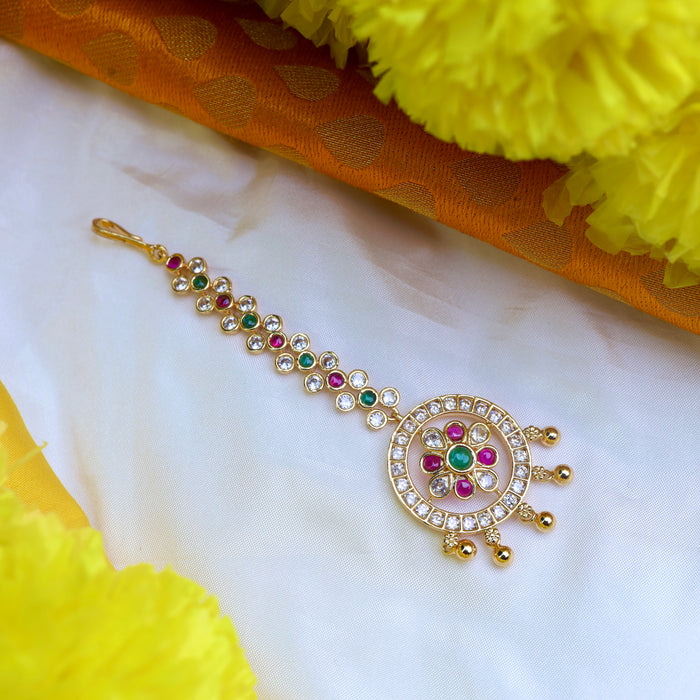 HERITAGE GOLD PLATED RUBY MAANG TIKKA 1314