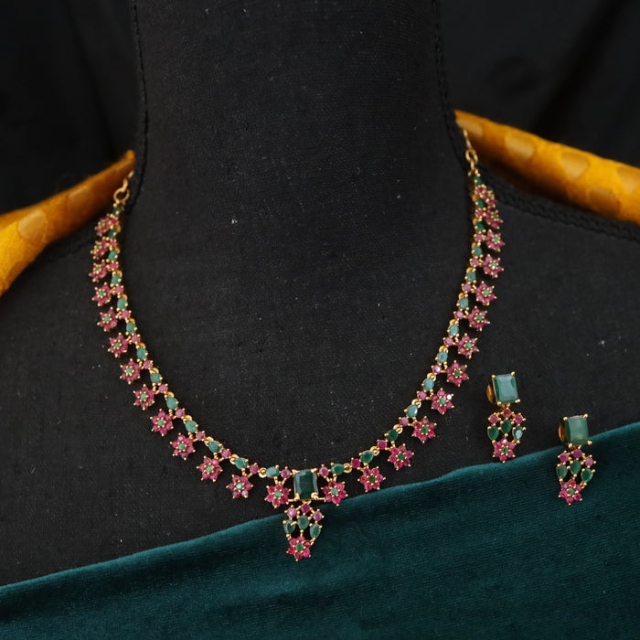 Antique short necklace and earrings TTS405