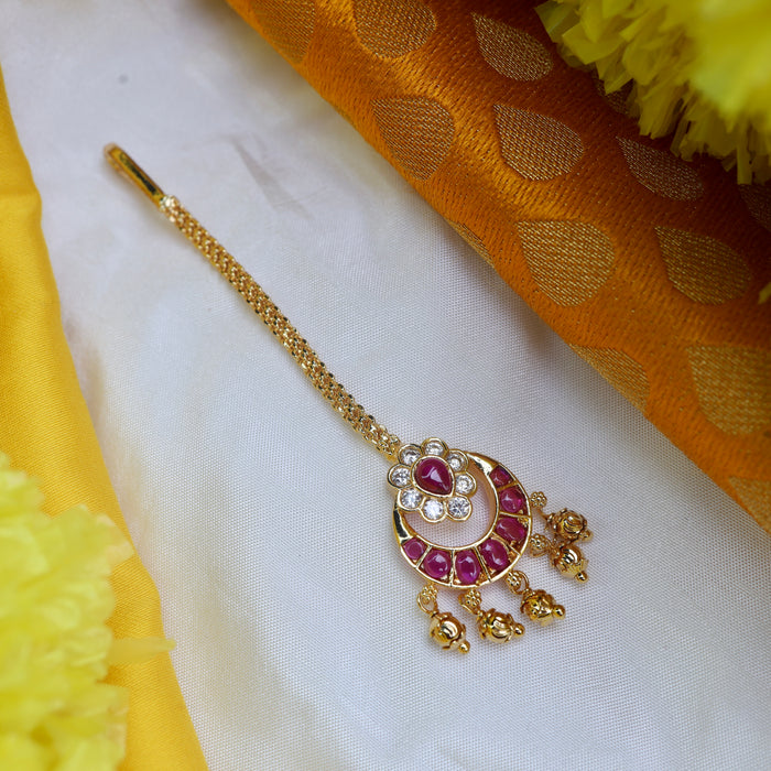 HERITAGE GOLD PLATED RUBY MAANG TIKKA 1306