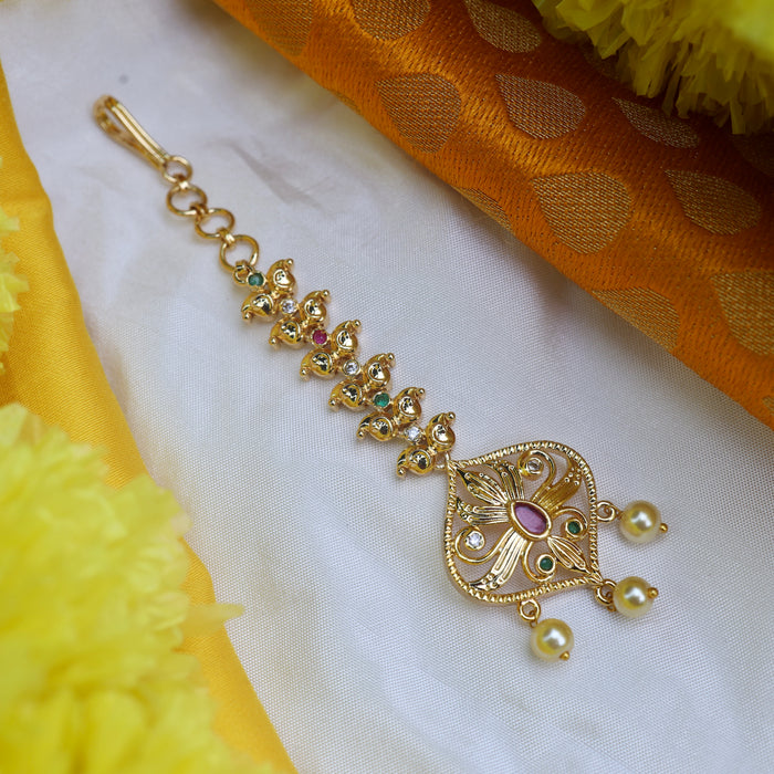 HERITAGE GOLD PLATED MAANG TIKKA 15675