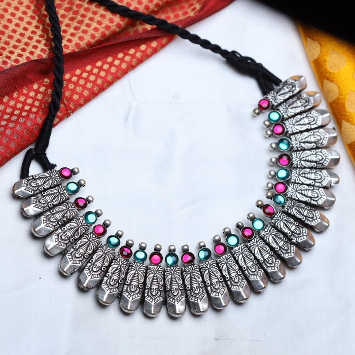 Oxidised silver short necklace13