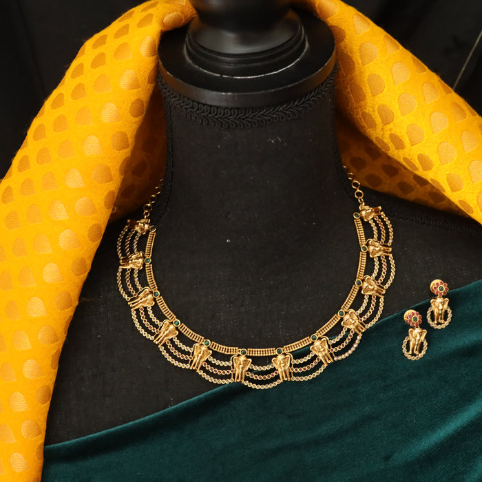 Antique short necklace and earrings SS11025