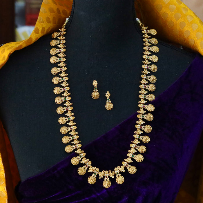 Antique gold long necklace and earrings LL03008