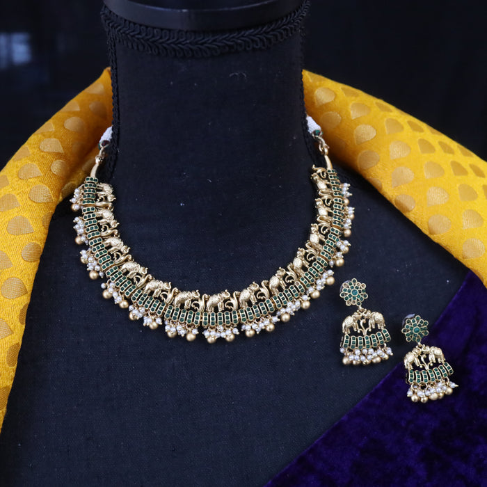 Antique short necklace and earrings SS11031