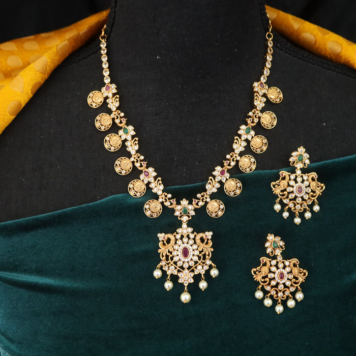 Antique short necklace and earrings S1B136