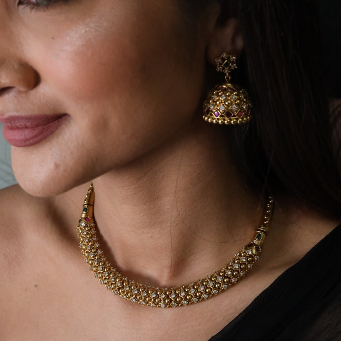 Antique short necklace with earrings SS11012