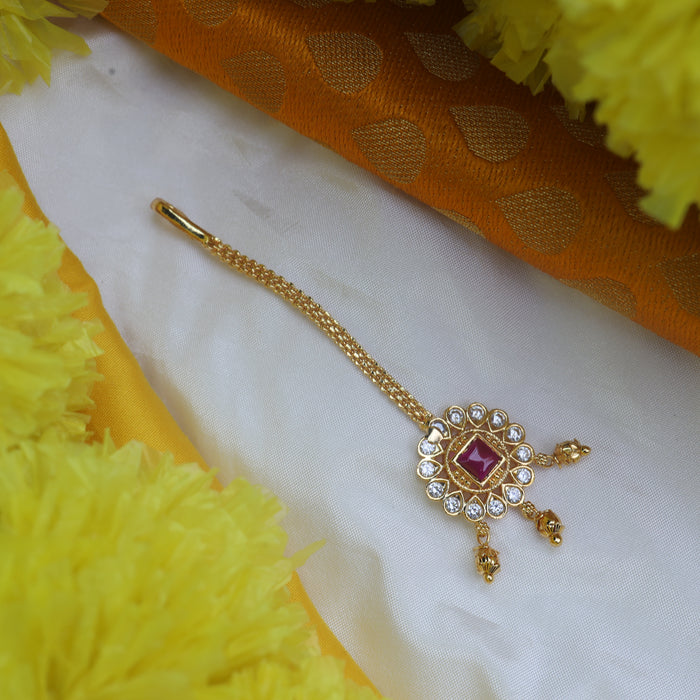 HERITAGE GOLD PLATED RUBY MAANG TIKKA 1315