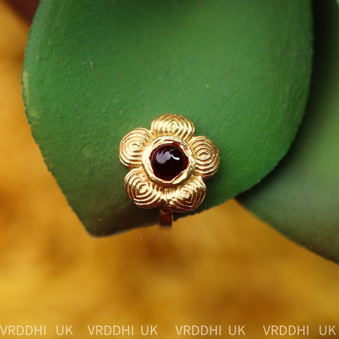 RUBY STONE SILVER NOSE PIN 1481