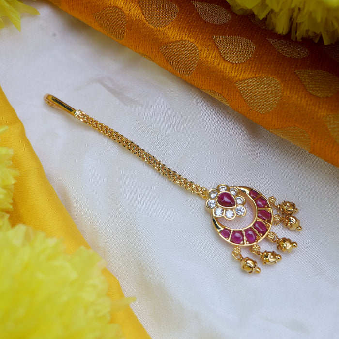 HERITAGE GOLD PLATED RUBY MAANG TIKKA 1306