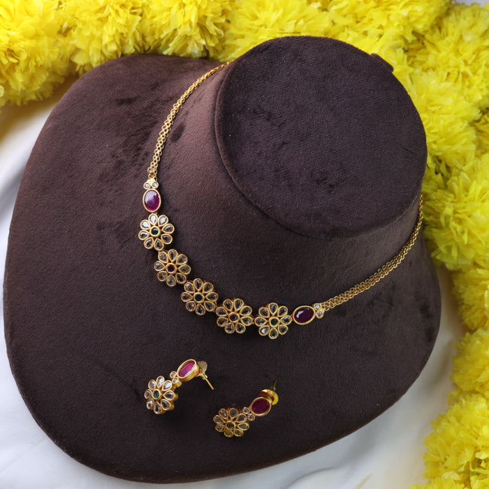 Antique short necklace with earrings 14579
