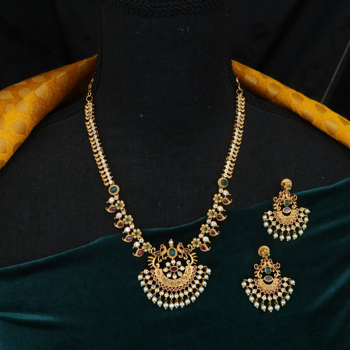 Antique short necklace and earrings TTS404