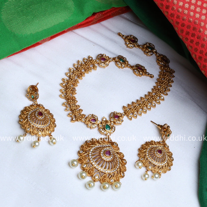 Clearance antique short necklace and earrings TTS301