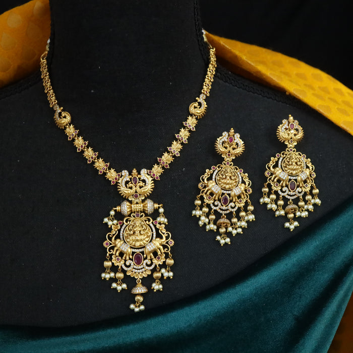 Antique short necklace and earrings TTS307