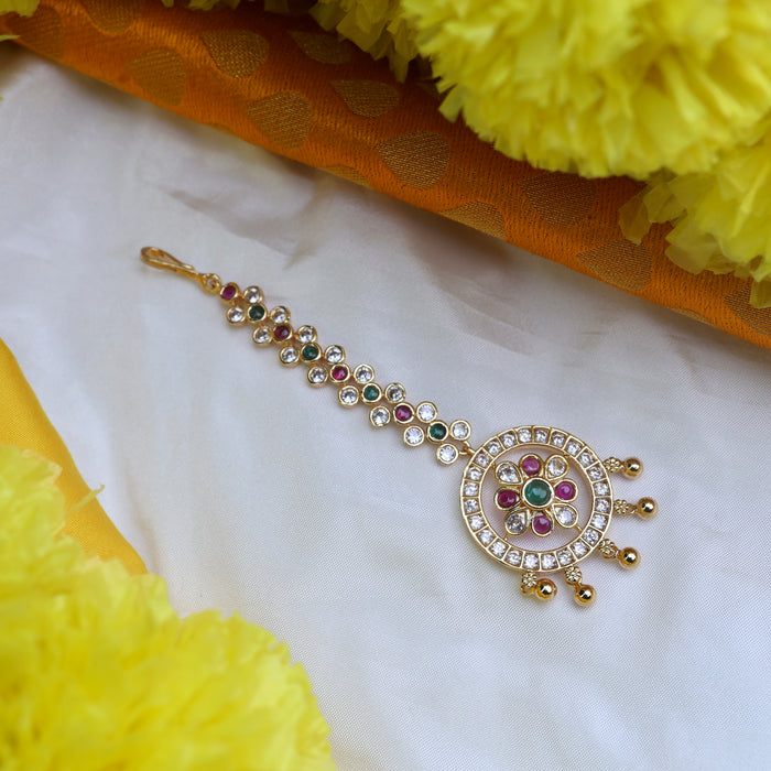 HERITAGE GOLD PLATED RUBY MAANG TIKKA 1314