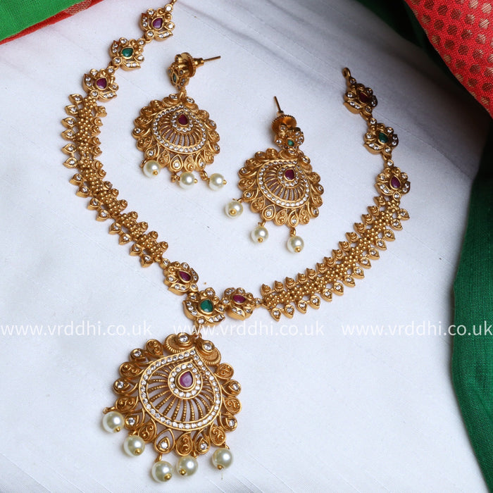 Clearance antique short necklace and earrings TTS301