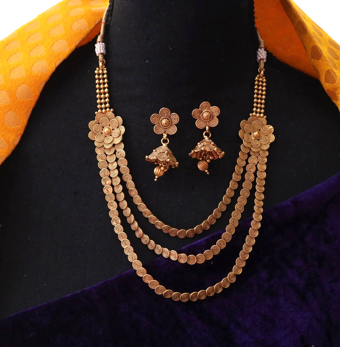 Antique layer long necklace and earrings SS11004