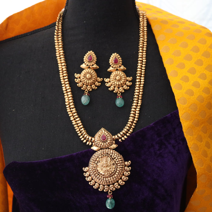 Antique gold long necklace with earrings LL01016